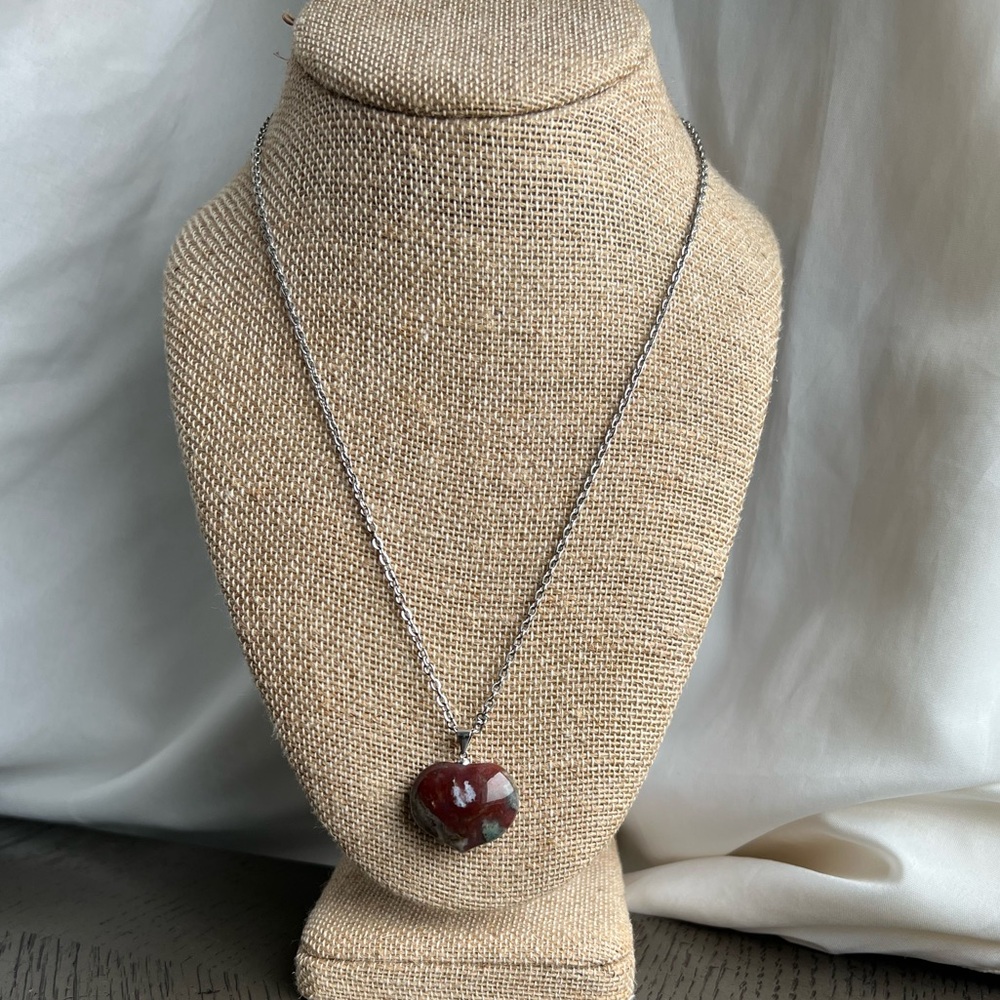 Ocean jasper heart necklace 20’